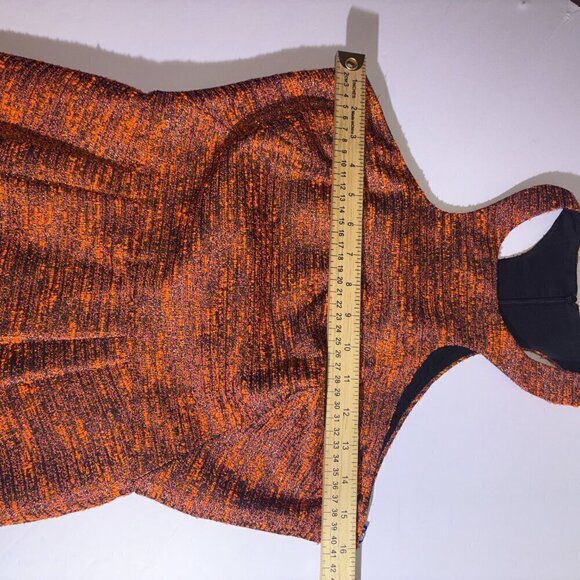 Hunter Dixon by Hunter Bell Orange Metallic Cocktail Dress size 2 Ring Collar - Picture 4 of 10